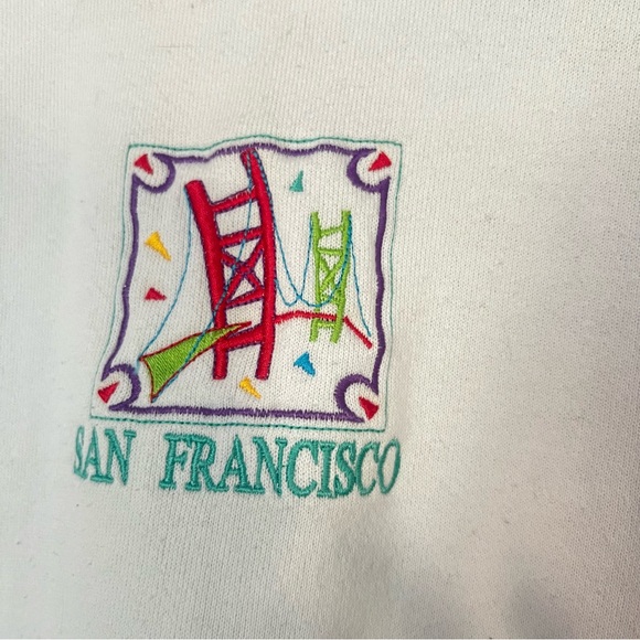 VINTAGE SAN FRANCISCO White Sweatshirt Size Medium - Picture 3 of 8